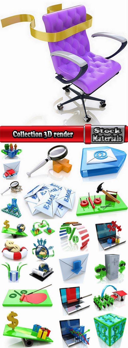 Collection 3D render illustration business 25 HQ Jpeg