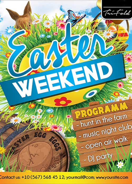 Easter Weekend Flyer V3  PSD Template + Facebook Cover