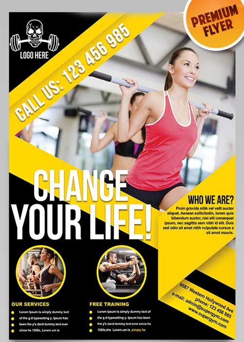 Fitness Flyer V5 Flyer PSD Template + Facebook Cover
