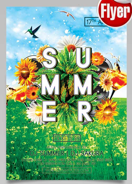 Summer Party V10 Flyer PSD Template + Facebook Cover