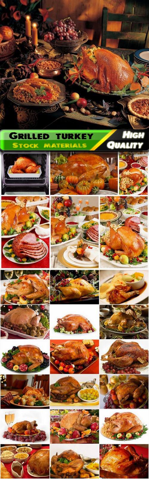 Grilled turkey for Christmas with garnish - 25 HQ Jpg