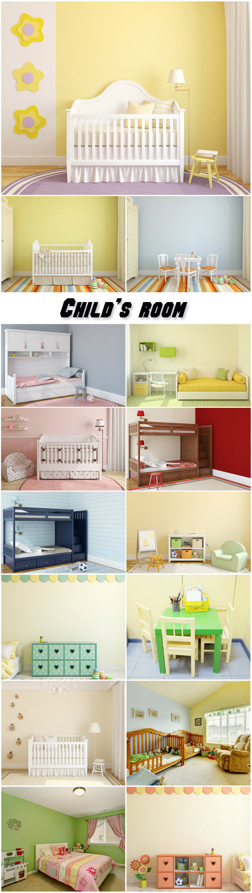 Child's room, bed and a table