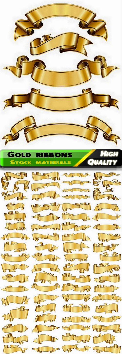 Set of gold ribbons for gift card decoration - 25 Eps