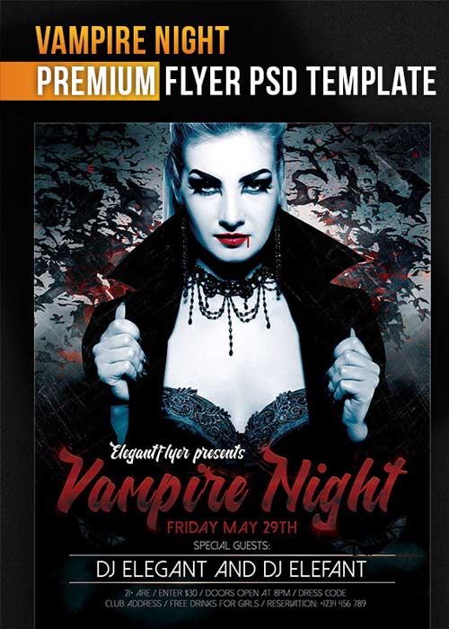 Vampire Night Flyer PSD Template + Facebook Cover