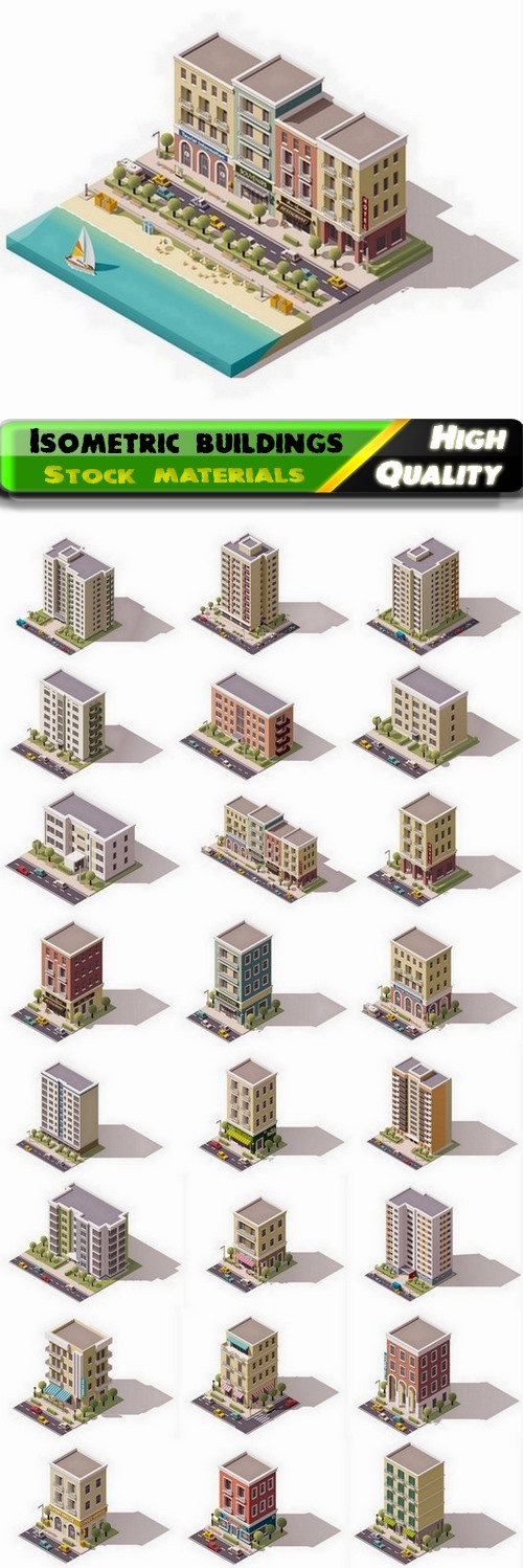 Isometric buildings and factories and skyscrapers 3 - 25 Eps