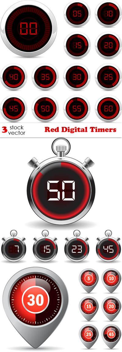 Vectors - Red Digital Timers