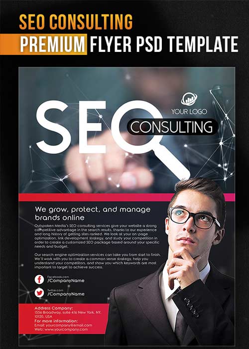 SEO Consulting Flyer PSD Template + Facebook Cover