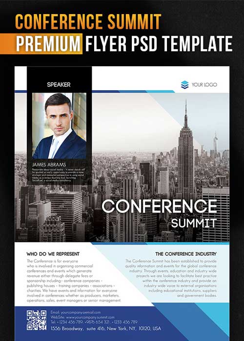 Conference Summit Flyer PSD Template + Facebook Cover