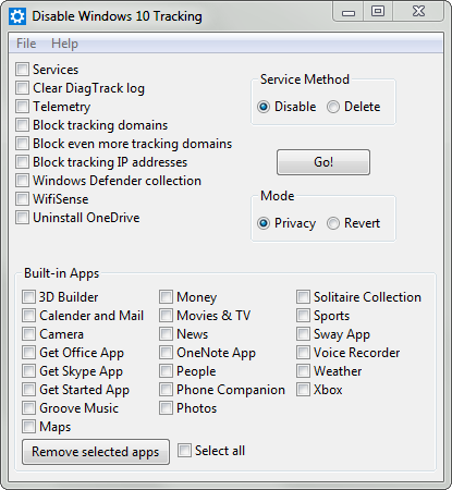 Disable Windows 10 Tracking 3.0.1 Portable