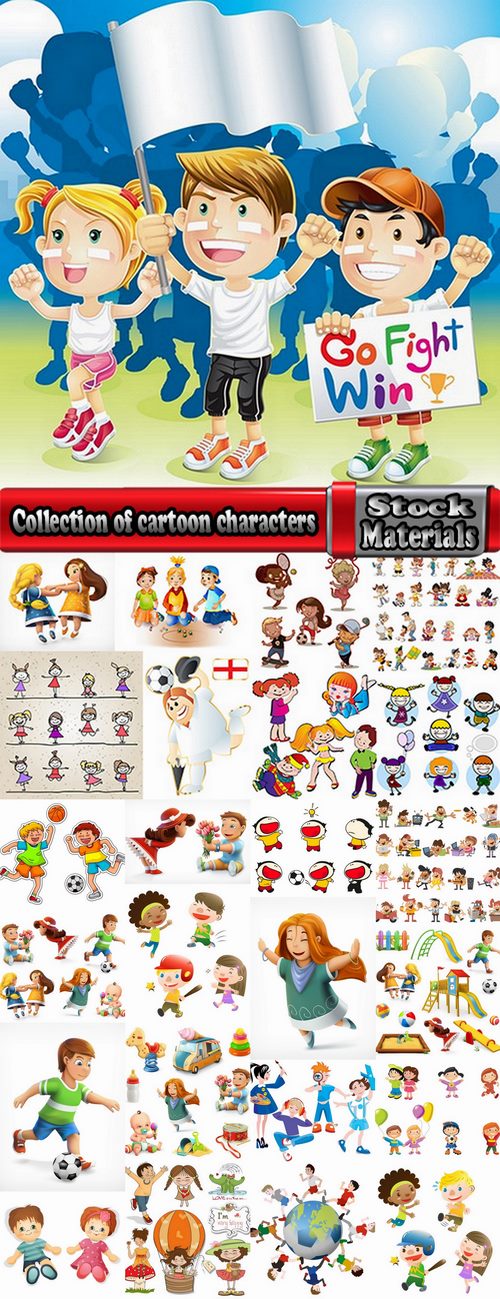 Collection of cartoon characters vector different picture man woman man 2-25 EPS