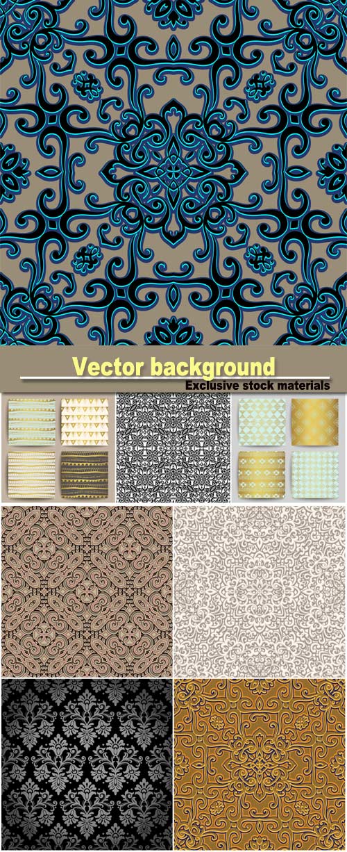 Vector background with patterns, patterns in 3D