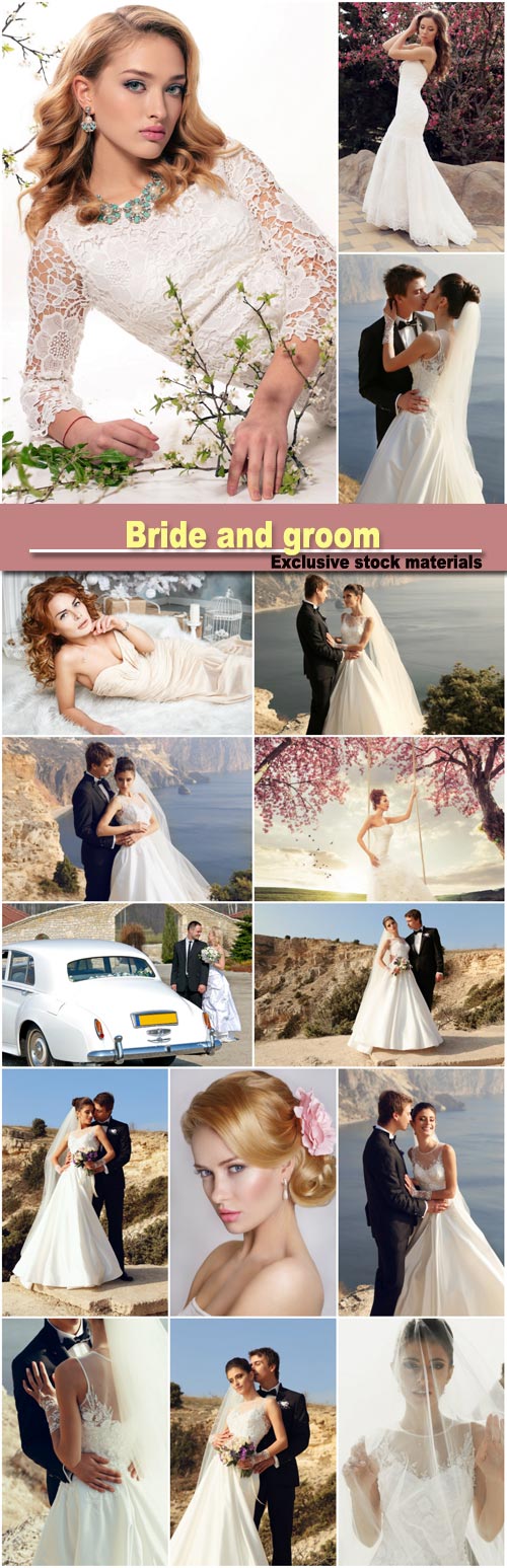Bride and groom, wedding collages