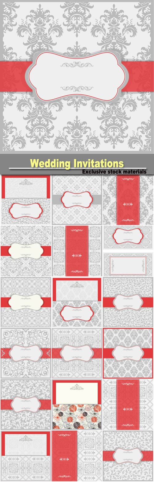 Wedding Invitations, vector backgrounds with patterns #6