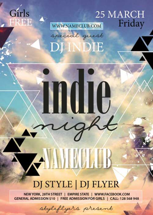 Indie Night V3 PSD Flyer Template with Facebook Cover