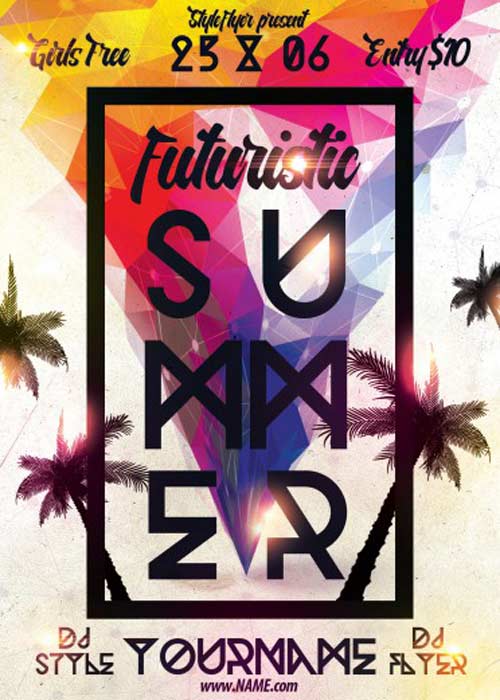 Futuristic Summer PSD Flyer Template