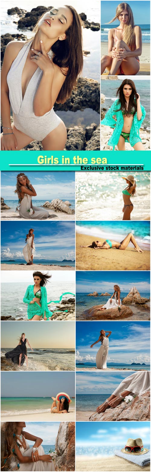 Girls in the sea, for summer vacation by the sea