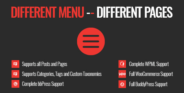 Different Menu in Different Pages v1.0.3 - Wordpress Plugin