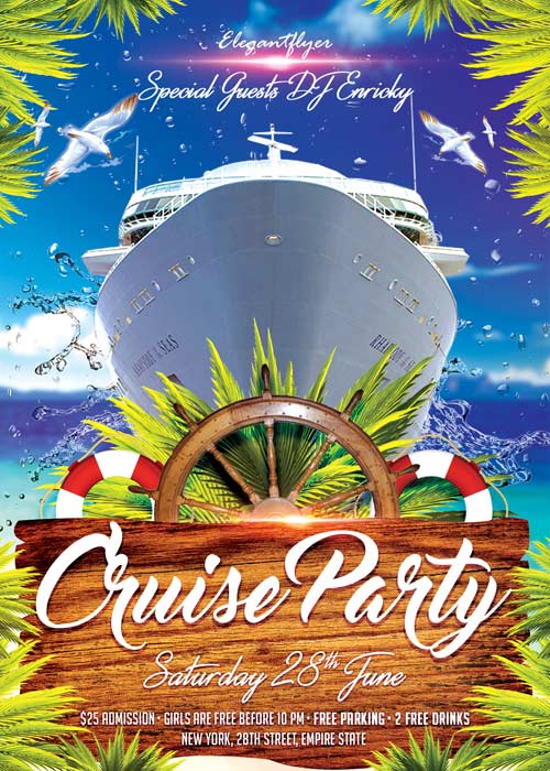 Cruise Party V01 Flyer PSD Template + Facebook Cover