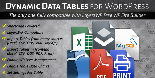 WordPress Dynamic Tables, Input from XLS MySQL CSV v1.0.8