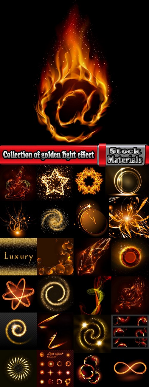 Collection of golden light effect background is an element of a web page design 25 EPS