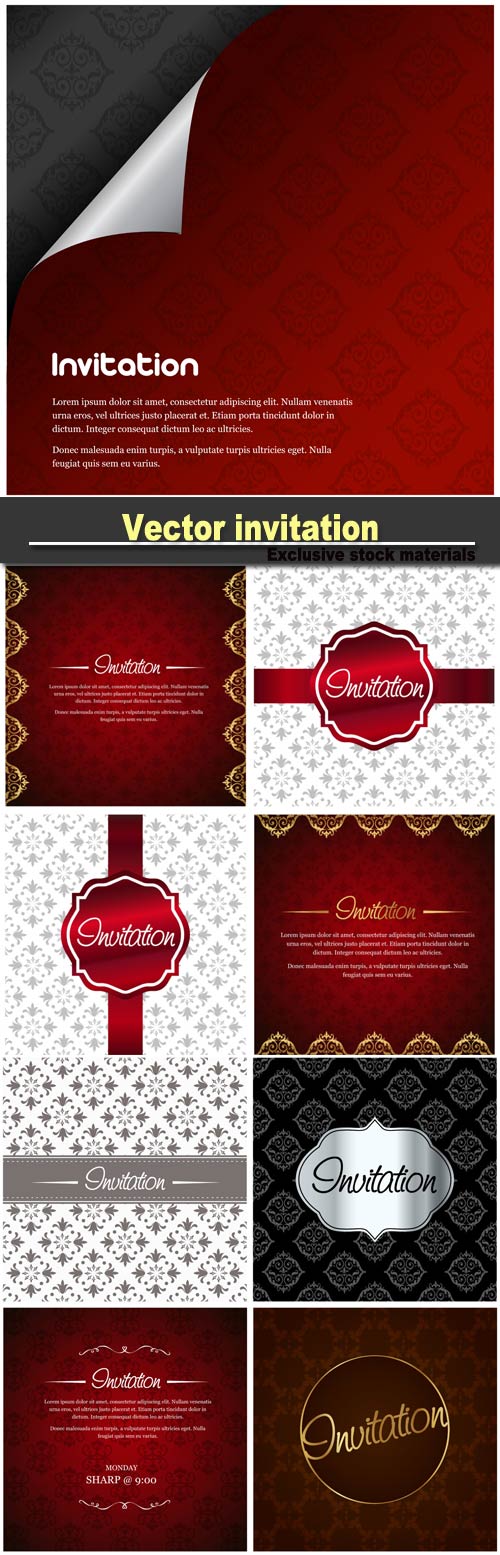 Vector invitation with floral designs