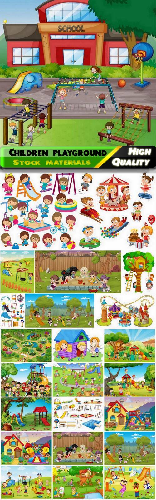 Children playground and kids playing and have fun - 25 Eps