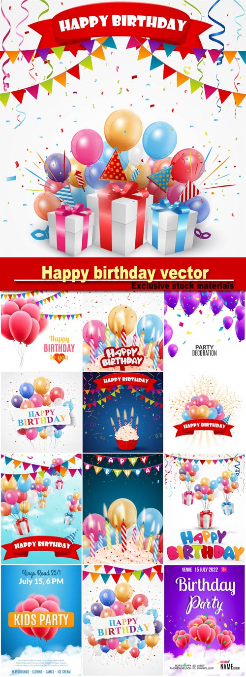 Happy birthday, vector posters