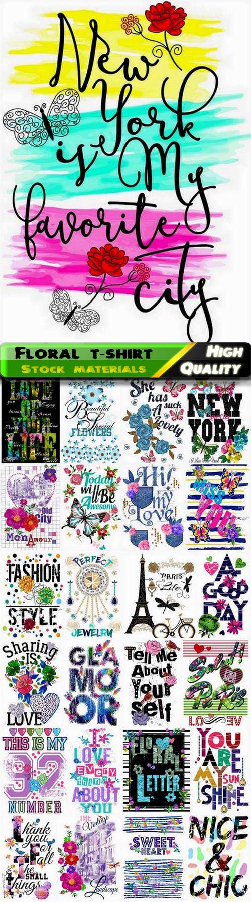 Floral t-shirt and fashion design for kids and children 3 - 25 Eps