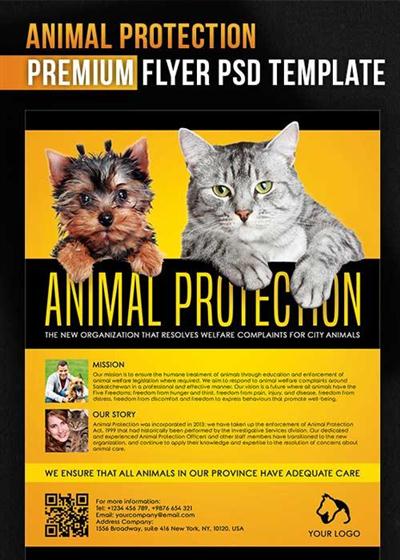 Animal Protection Flyer V1 PSD Template + Facebook Cover