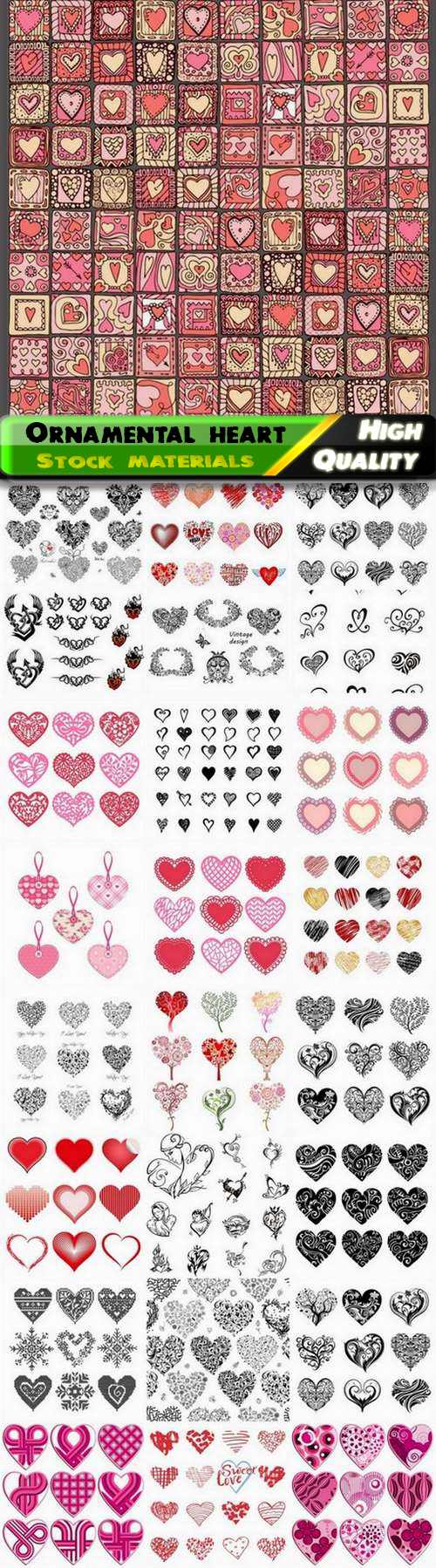 Ornamental heart of couples in love for Valentine day card - 25 Eps