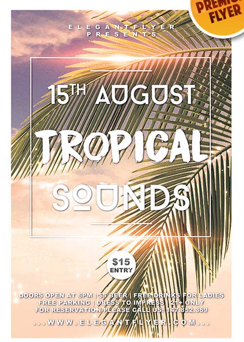 Tropical Sounds V6 Flyer PSD Template + Facebook Cover