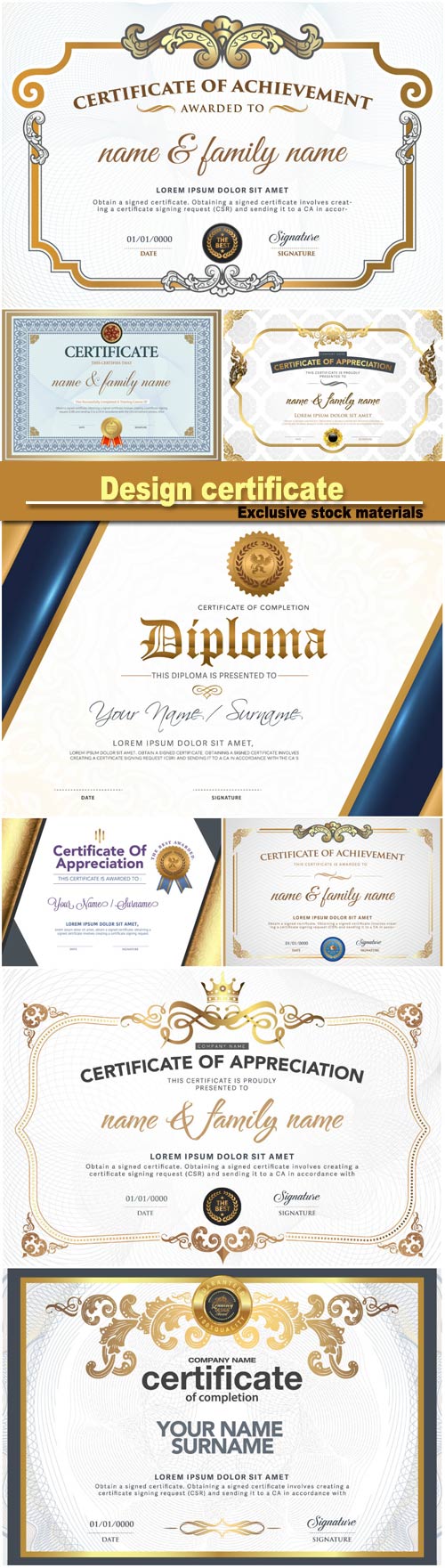 Design certificate, vector illustration