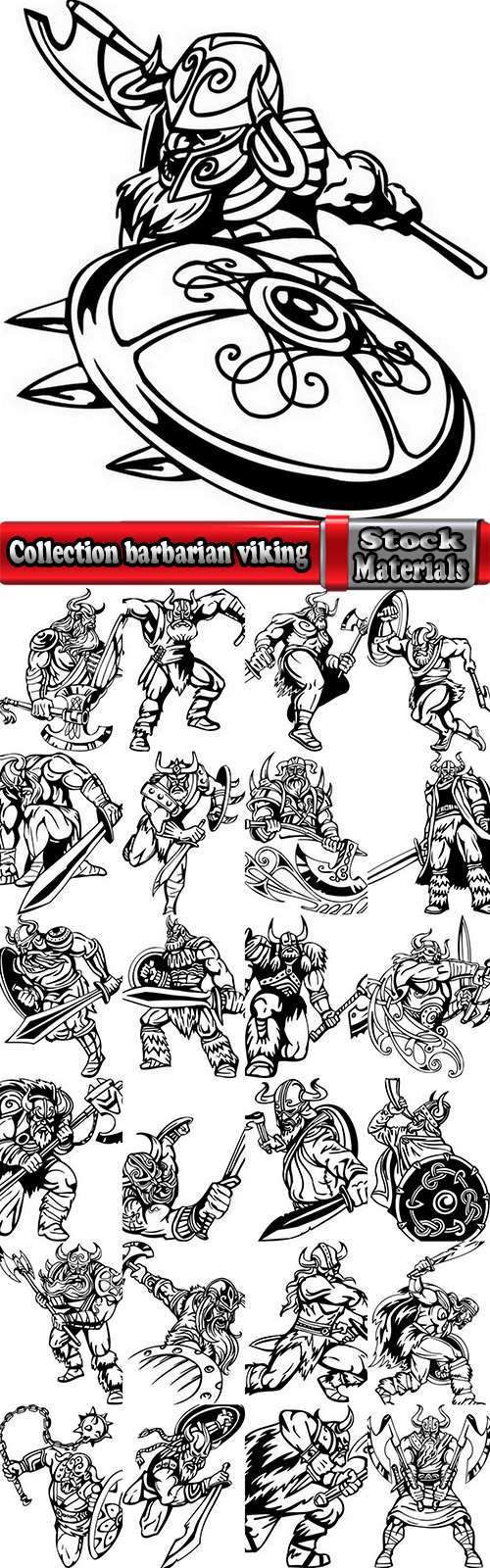 Collection barbarian viking tattoo design 25 EPS