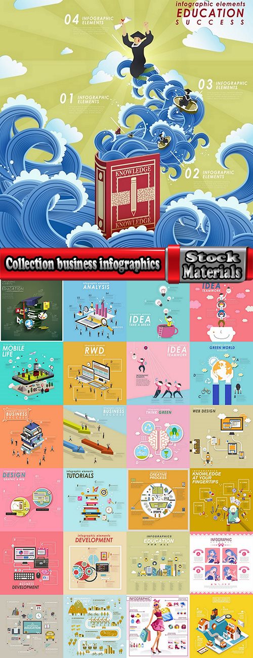 Collection business infographics education Web design element icon 25 EPS