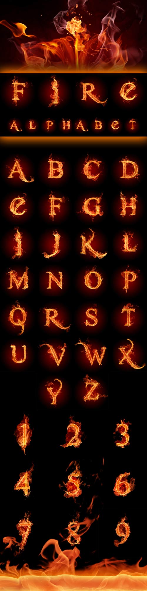 The alphabet of fire JPEG + PSD