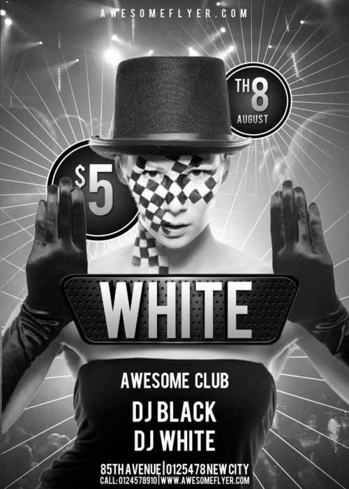 Black and White V4 Club Flyer Template