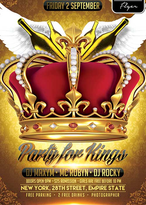 Party for Kings V1 Flyer PSD Template + Facebook Cover
